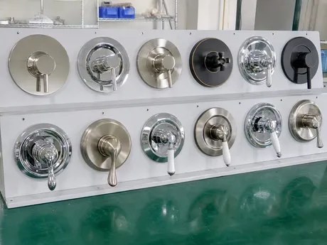 Shower faucets — wall-mounted valve and trim assemblies for residential and commercial enclosures