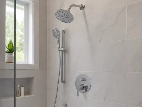 Single handle shower faucets — pressure-balance valves with integrated diverter options