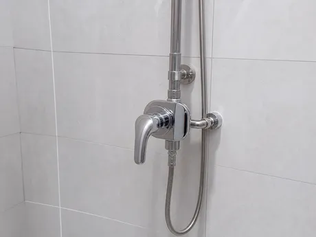 Wall mount shower faucet — exposed assembly for renovation and commercial applications