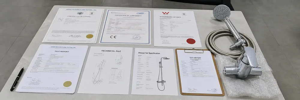 cUPC, CE, and WaterMark certification documents for single handle shower faucet