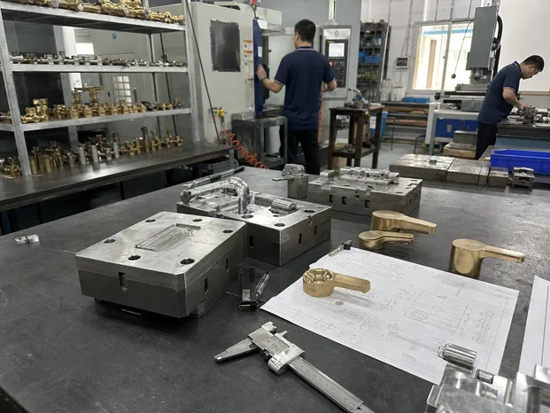 In-house brass casting tooling room for custom OEM single handle shower faucet handle design