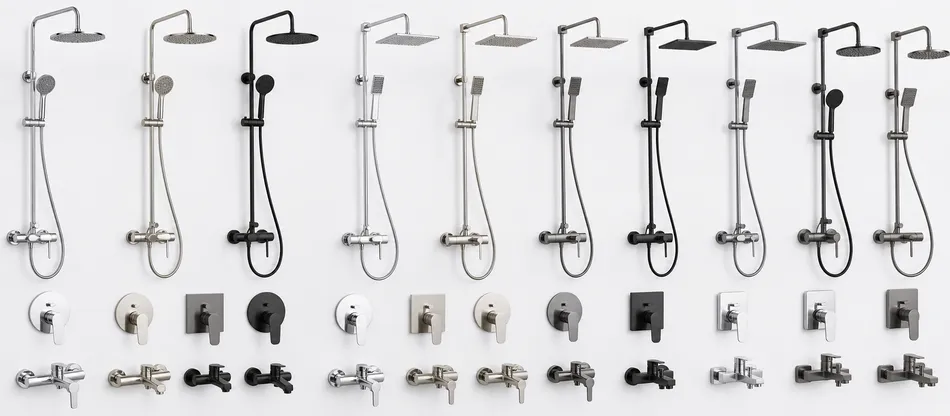 Plumbing wholesale distributor catalog with single handle shower faucet SKU mix for Southeast Asia and Middle East