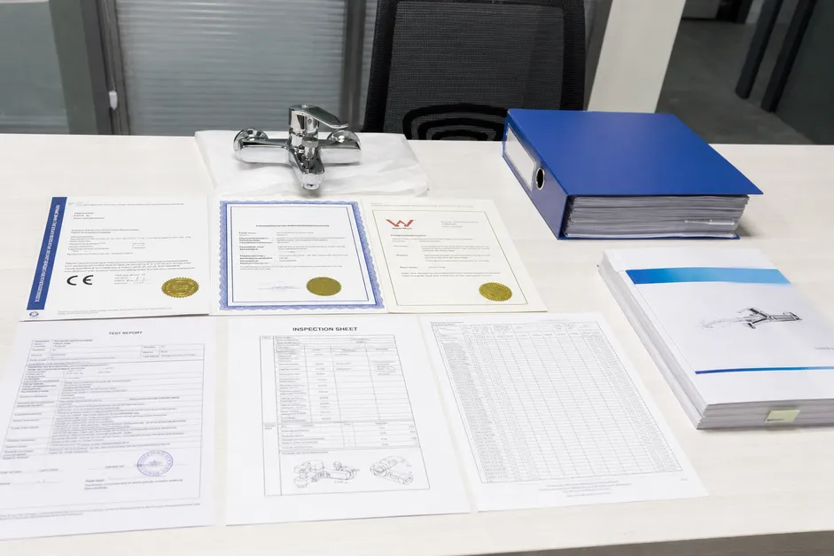 cUPC, CE, and WaterMark certification documents for wall mount bathtub faucets