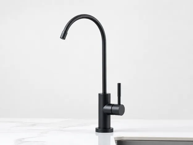 Matte black finish water filter faucet