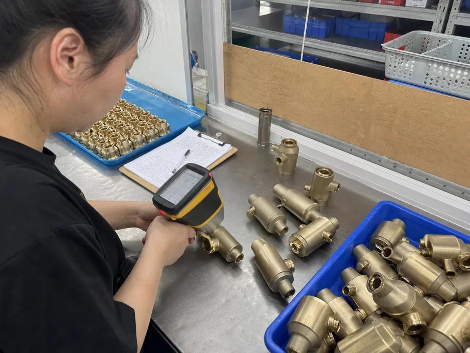 XRF elemental analysis of brass batch for drinking water compliance — Wfaucet incoming inspection