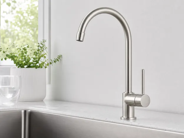 Brushed nickel finish drinking water faucet for North American residential channels