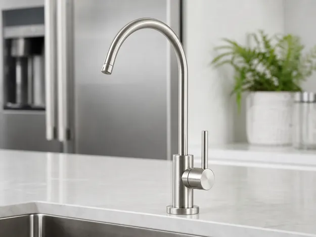 Brushed nickel filter faucet finish