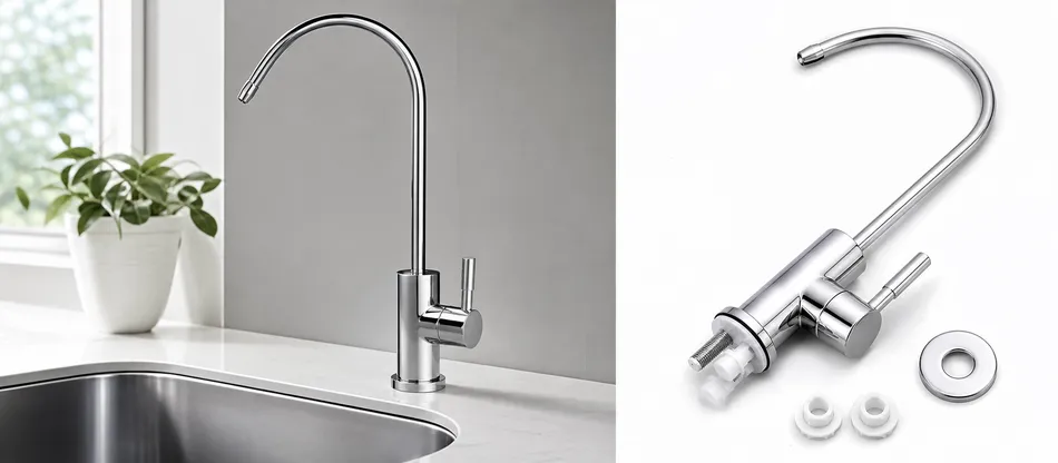 Non-air gap RO faucet showing standard two-port configuration for residential installation