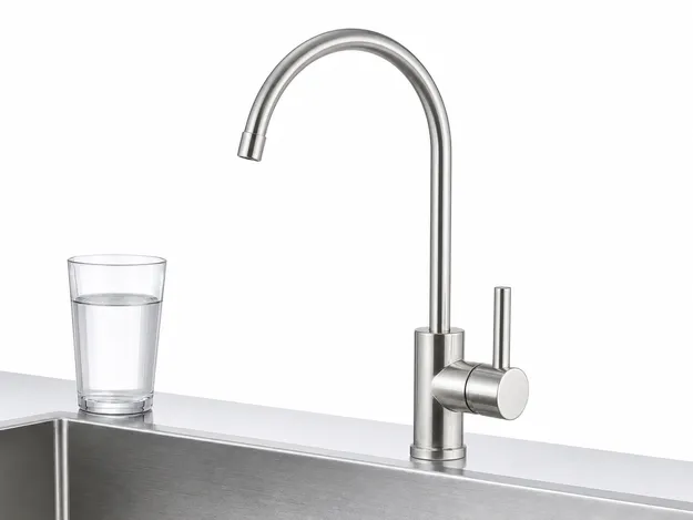 Brushed nickel non-air gap RO faucet finish