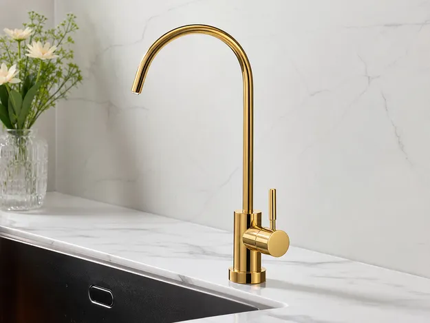 PVD gold non-air gap RO faucet finish