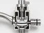 RO faucet ceramic disc cartridge cross-section showing low-pressure seating engineering