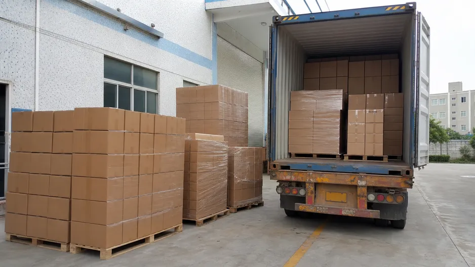 40HQ container loading plan for RO faucets showing packing configuration