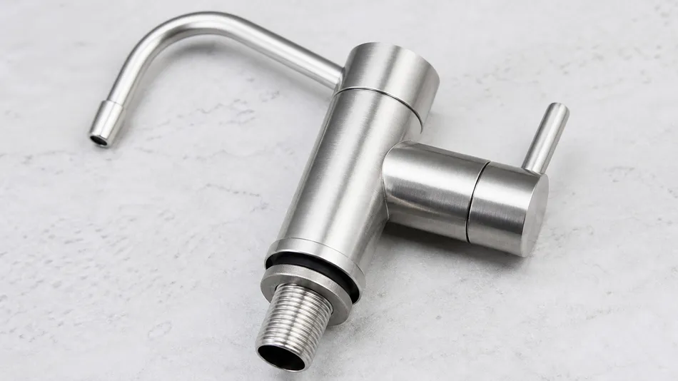 304 stainless steel water filter faucet body — no plating, brushed finish