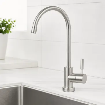 Under sink water filter faucet in brushed nickel finish